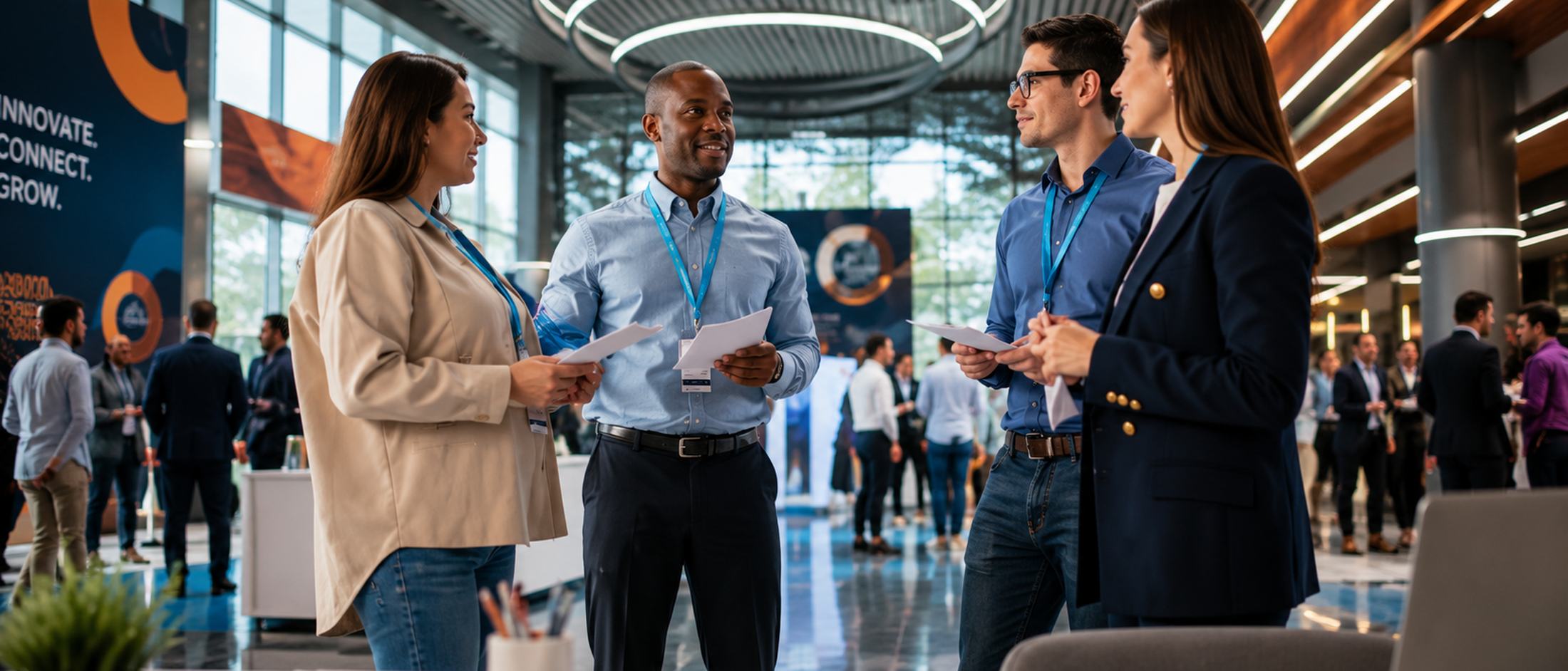 Networking at a trade and industry conference