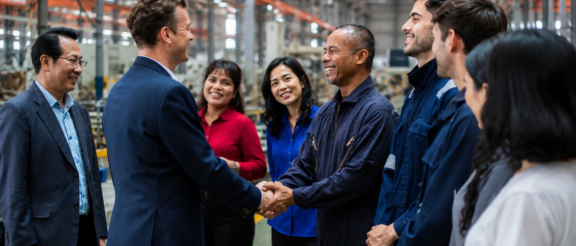 Meeting a manufacturer's team on the factory floor