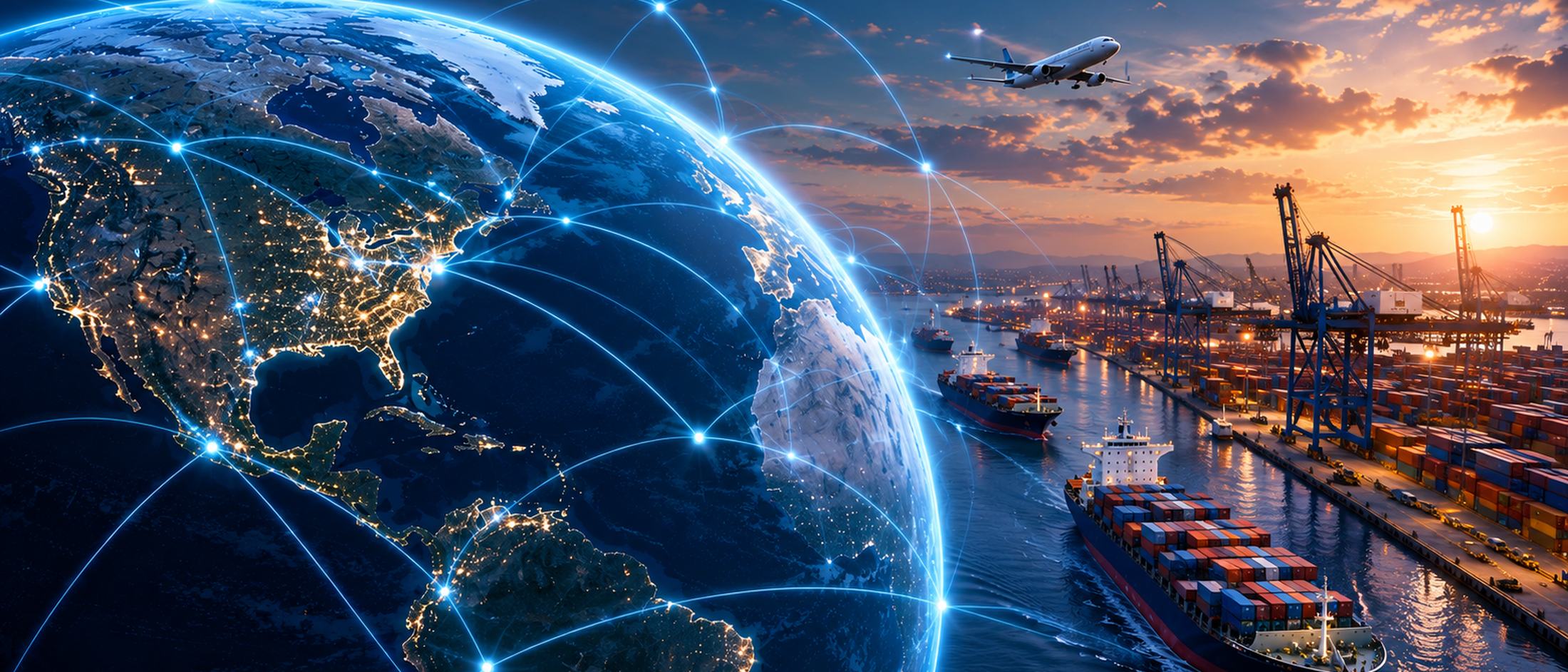 Global trade network connecting to a U.S. port
